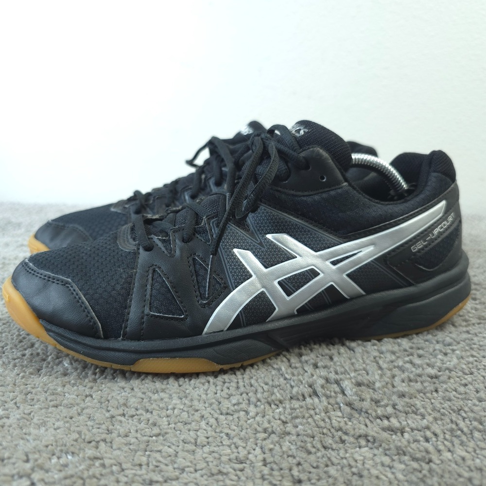 ASICS Upcourt Womens 8.5 Volleyball Sneakers Black Silver Low Top B450N